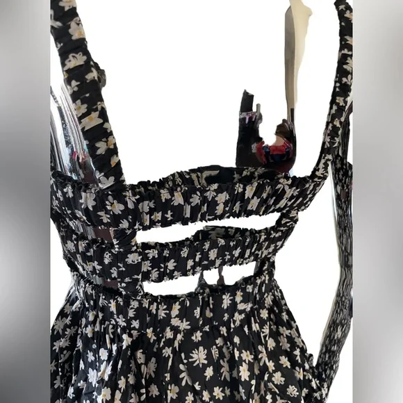 ASOS Floral Backless Layered Flared Dress Sz 2 - Picture 6 of 6